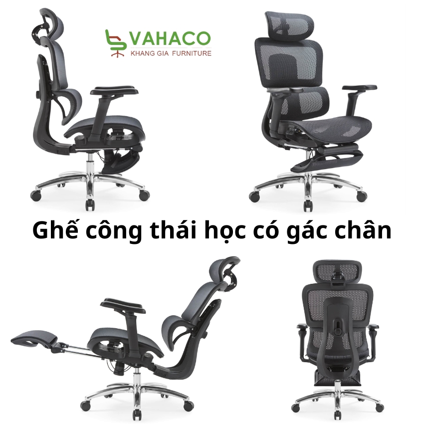 Ghế công thái học full lưới có gác chân giá rẻ: CTH27 - $hienthicat